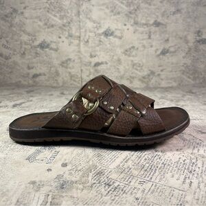Frye Men Leather LudLow Slide Sandals Size 9 (10.24" )
